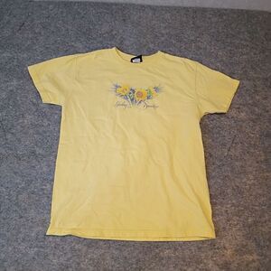 VTG Harley Davidson Sunflower Top Yellow Short Sleeve Womens SZ Medium